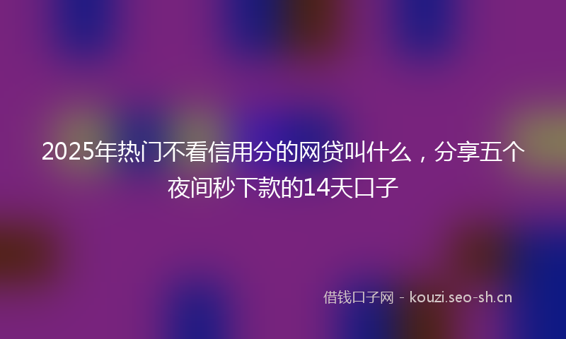 2025年热门不看信用分的网贷叫什么，分享五个夜间秒下款的14天口子