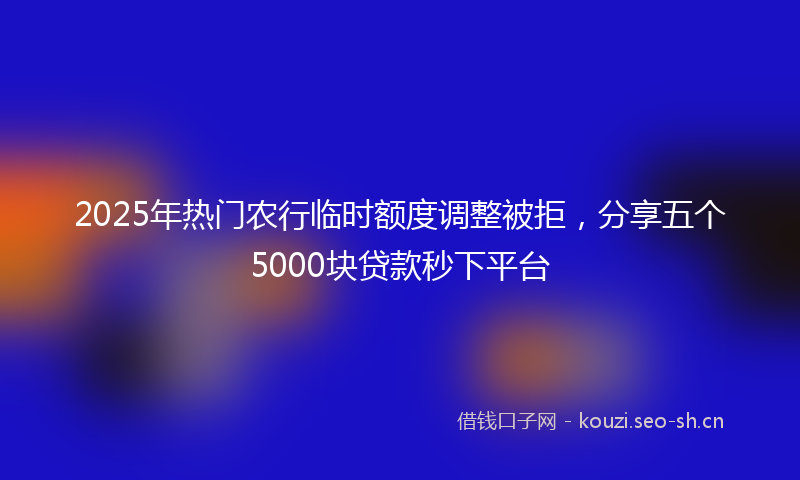 2025年热门农行临时额度调整被拒，分享五个5000块贷款秒下平台