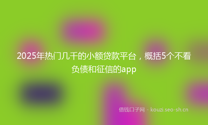 2025年热门几千的小额贷款平台，概括5个不看负债和征信的app