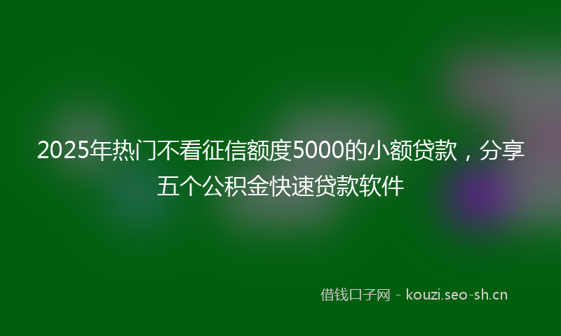 2025年热门不看征信额度5000的小额贷款，分享五个公积金快速贷款软件