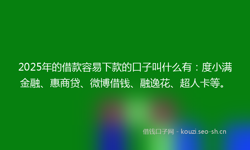 2025年的借款容易下款的口子叫什么有：度小满金融、惠商贷、微博借钱、融逸花、超人卡等。