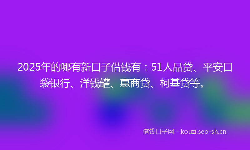 2025年的哪有新口子借钱有：51人品贷、平安口袋银行、洋钱罐、惠商贷、柯基贷等。