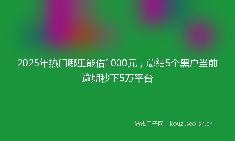 2025年热门哪里能借1000元，总结5个黑户当前逾期秒下5万平台
