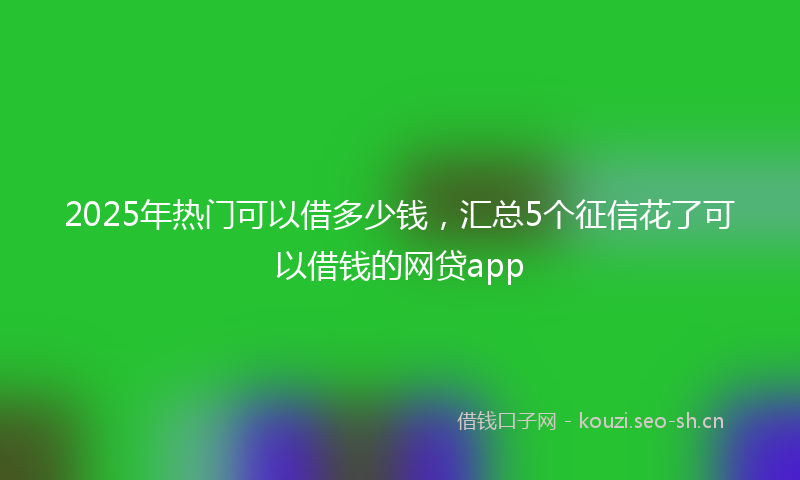 2025年热门可以借多少钱，汇总5个征信花了可以借钱的网贷app