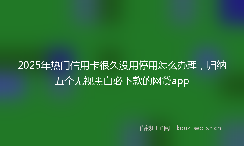 2025年热门信用卡很久没用停用怎么办理,归纳五个无视黑白必下款的网贷app