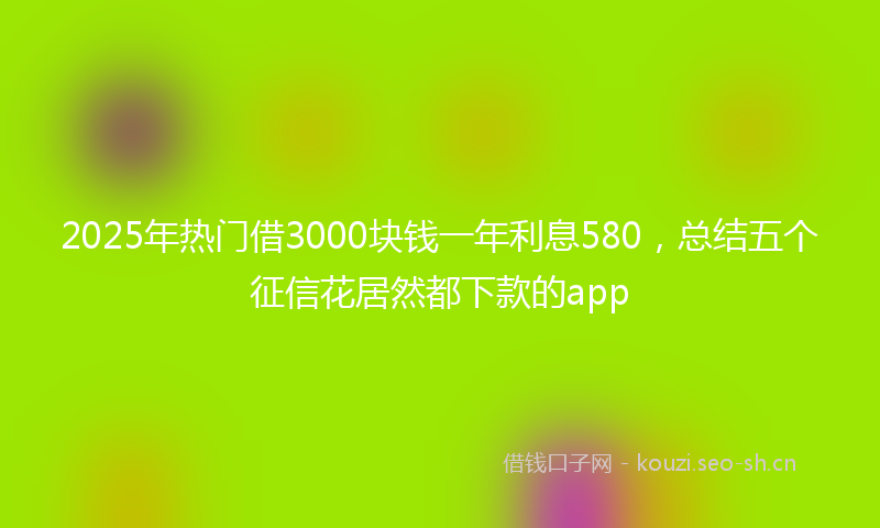 2025年热门借3000块钱一年利息580，总结五个征信花居然都下款的app