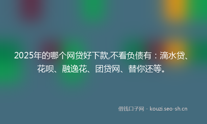 2025年的哪个网贷好下款,不看负债有：滴水贷、花呗、融逸花、团贷网、替你还等。