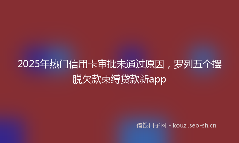 2025年热门信用卡审批未通过原因，罗列五个摆脱欠款束缚贷款新app