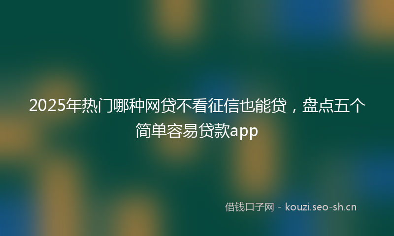2025年热门哪种网贷不看征信也能贷，盘点五个简单容易贷款app