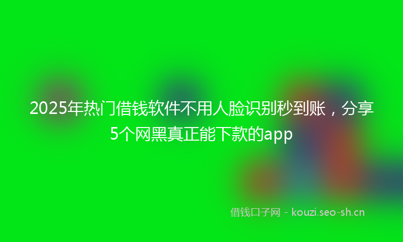 2025年热门借钱软件不用人脸识别秒到账，分享5个网黑真正能下款的app