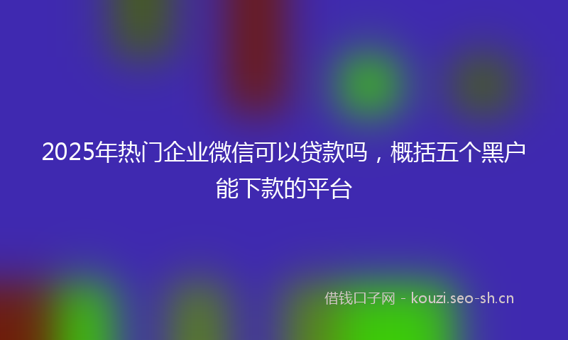 2025年热门企业微信可以贷款吗，概括五个黑户能下款的平台