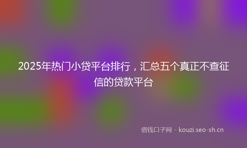 2025年热门小贷平台排行,汇总五个真正不查征信的贷款平台