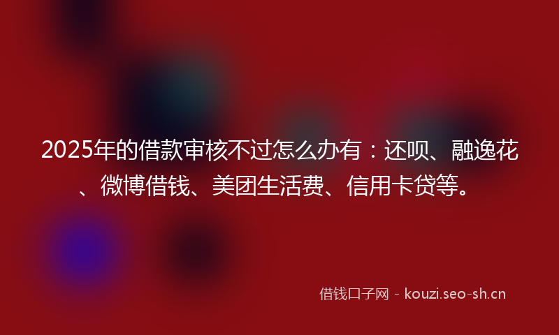 2025年的借款审核不过怎么办有：还呗、融逸花、微博借钱、美团生活费、信用卡贷等。