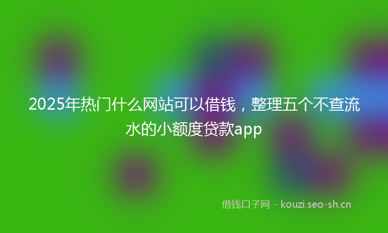 2025年热门什么网站可以借钱,整理五个不查流水的小额度贷款app