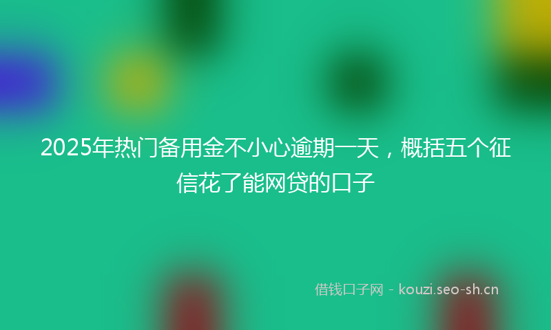 2025年热门备用金不小心逾期一天，概括五个征信花了能网贷的口子