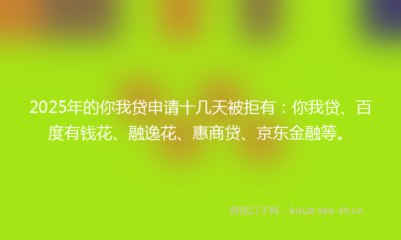 2025年的你我贷申请十几天被拒有：你我贷、百度有钱花、融逸花、惠商贷、京东金融等。