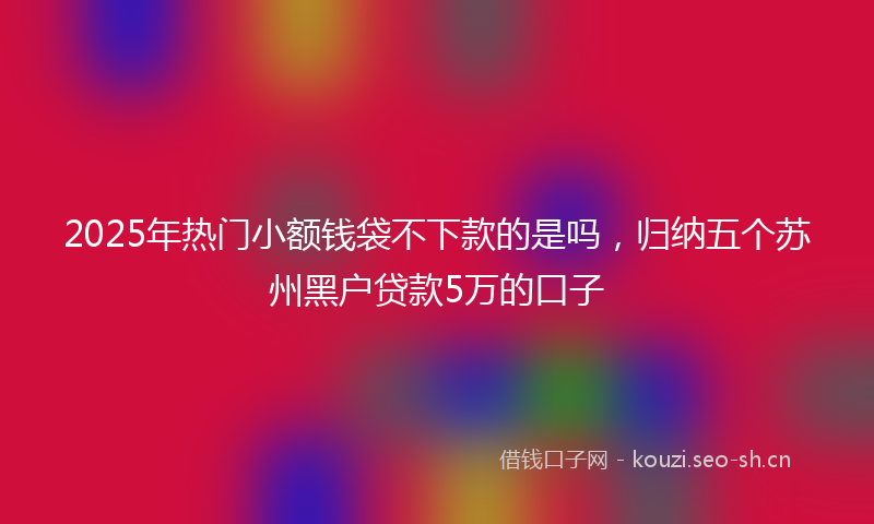 2025年热门小额钱袋不下款的是吗，归纳五个苏州黑户贷款5万的口子