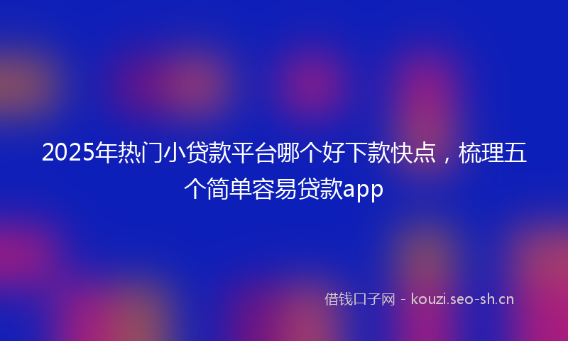 2025年热门小贷款平台哪个好下款快点，梳理五个简单容易贷款app