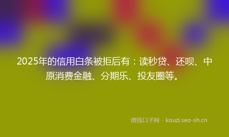 2025年的信用白条被拒后有：读秒贷、还呗、中原消费金融、分期乐、投友圈等。