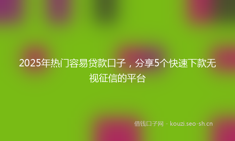2025年热门容易贷款口子，分享5个快速下款无视征信的平台