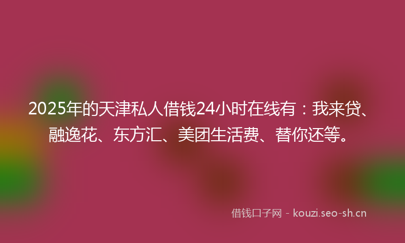 2025年的天津私人借钱24小时在线有:我来贷、融逸花、东方汇、美团生活费、替你还等。