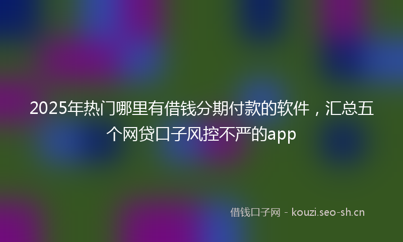 2025年热门哪里有借钱分期付款的软件，汇总五个网贷口子风控不严的app