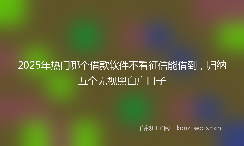 2025年热门哪个借款软件不看征信能借到，归纳五个无视黑白户口子