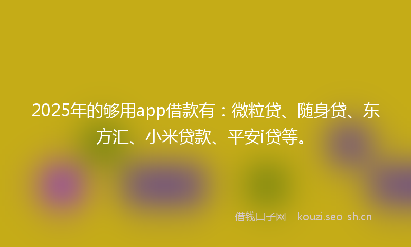 2025年的够用app借款有：微粒贷、随身贷、东方汇、小米贷款、平安i贷等。