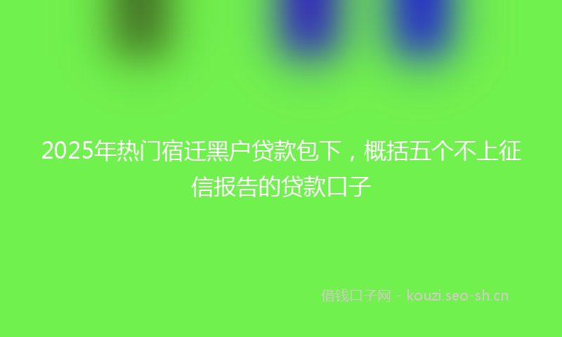 2025年热门宿迁黑户贷款包下，概括五个不上征信报告的贷款口子