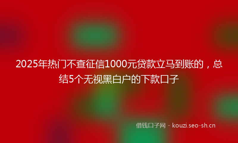 2025年热门不查征信1000元贷款立马到账的，总结5个无视黑白户的下款口子
