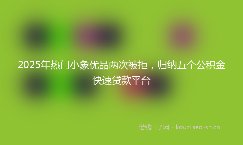 2025年热门小象优品两次被拒，归纳五个公积金快速贷款平台