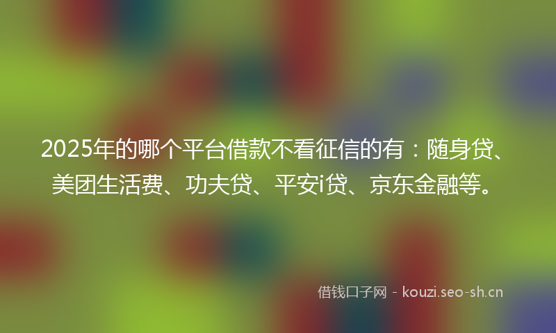 2025年的哪个平台借款不看征信的有：随身贷、美团生活费、功夫贷、平安i贷、京东金融等。