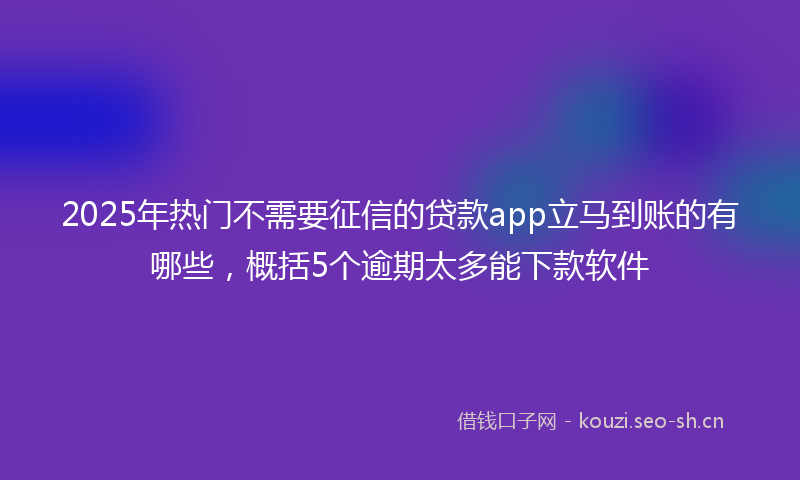 2025年热门不需要征信的贷款app立马到账的有哪些，概括5个逾期太多能下款软件