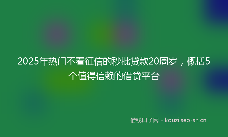 2025年热门不看征信的秒批贷款20周岁，概括5个值得信赖的借贷平台