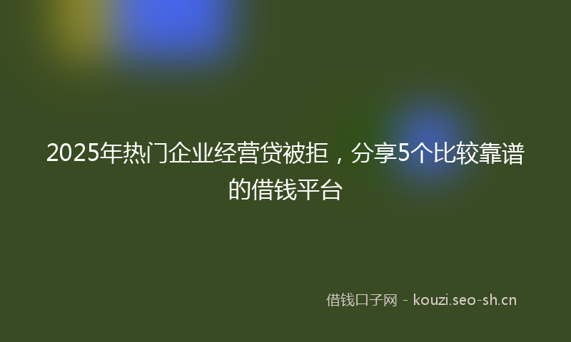 2025年热门企业经营贷被拒，分享5个比较靠谱的借钱平台