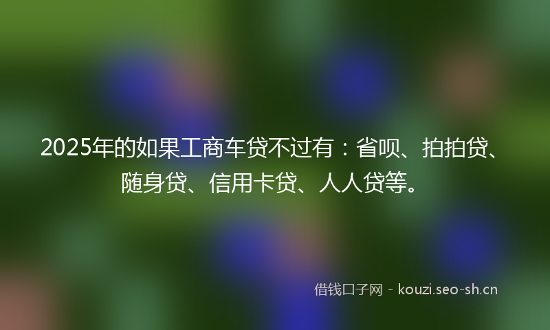 2025年的如果工商车贷不过有：省呗、拍拍贷、随身贷、信用卡贷、人人贷等。