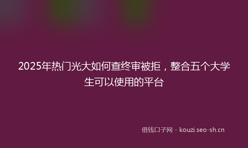 2025年热门光大如何查终审被拒，整合五个大学生可以使用的平台