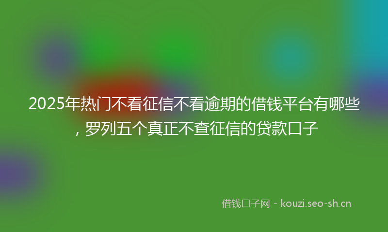 2025年热门不看征信不看逾期的借钱平台有哪些，罗列五个真正不查征信的贷款口子