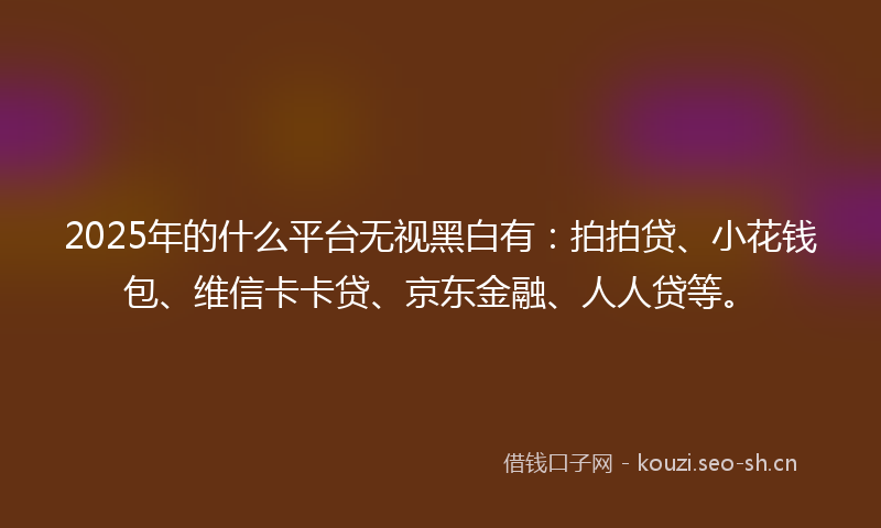 2025年的什么平台无视黑白有：拍拍贷、小花钱包、维信卡卡贷、京东金融、人人贷等。
