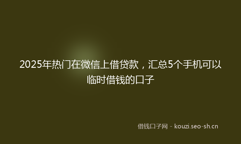 2025年热门在微信上借贷款，汇总5个手机可以临时借钱的口子