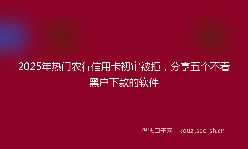 2025年热门农行信用卡初审被拒，分享五个不看黑户下款的软件