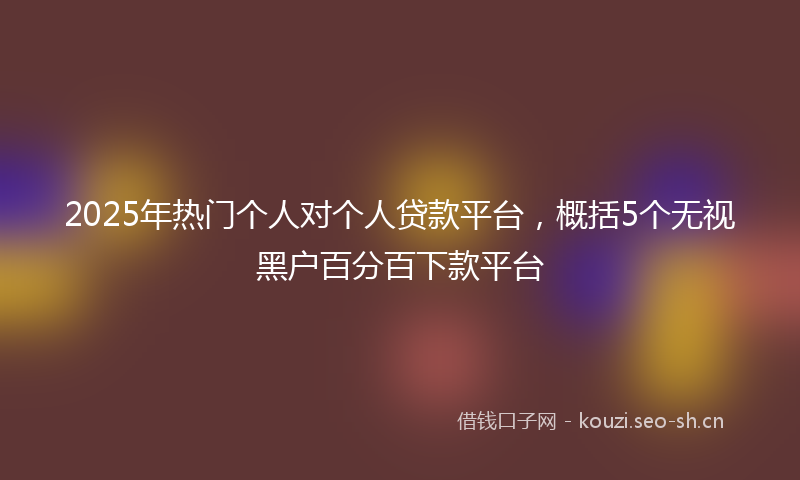 2025年热门个人对个人贷款平台，概括5个无视黑户百分百下款平台