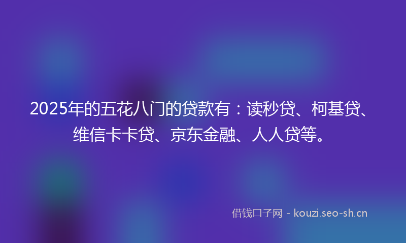 2025年的五花八门的贷款有：读秒贷、柯基贷、维信卡卡贷、京东金融、人人贷等。