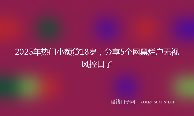 2025年热门小额贷18岁，分享5个网黑烂户无视风控口子