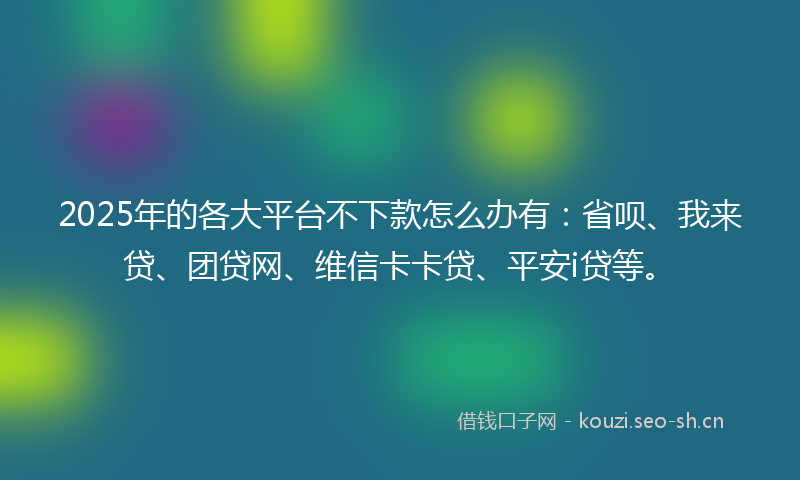 2025年的各大平台不下款怎么办有：省呗、我来贷、团贷网、维信卡卡贷、平安i贷等。
