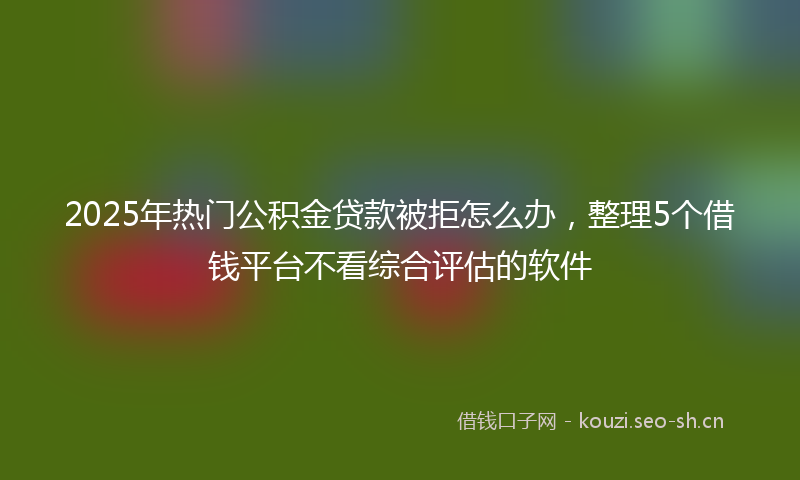 2025年热门公积金贷款被拒怎么办，整理5个借钱平台不看综合评估的软件