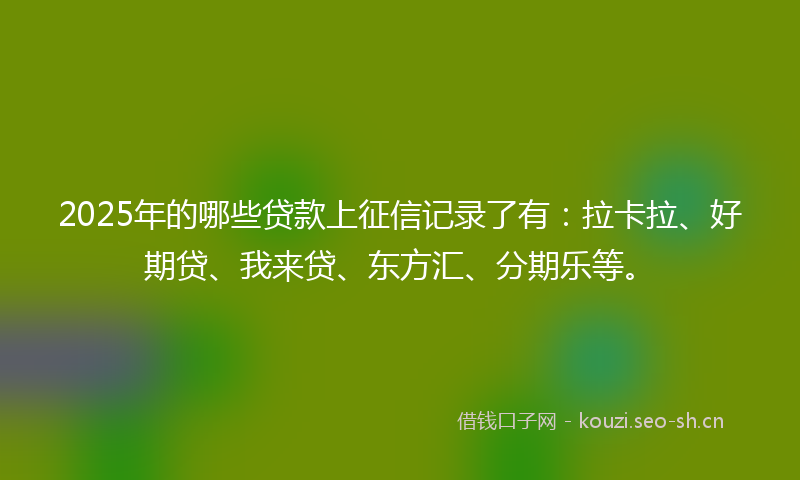 2025年的哪些贷款上征信记录了有：拉卡拉、好期贷、我来贷、东方汇、分期乐等。