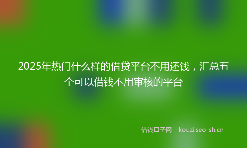 2025年热门什么样的借贷平台不用还钱，汇总五个可以借钱不用审核的平台