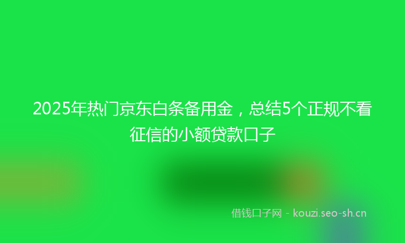 2025年热门京东白条备用金，总结5个正规不看征信的小额贷款口子