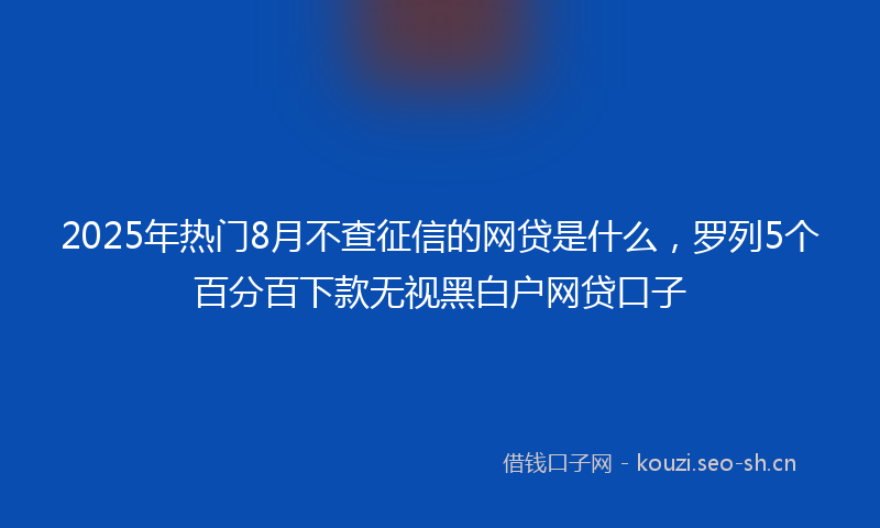 2025年热门8月不查征信的网贷是什么，罗列5个百分百下款无视黑白户网贷口子